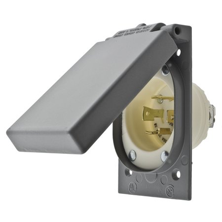 BRYANT Locking Device, Flanged Inlet, 30A 3-Phase Delta 250V AC, 3-Pole 4-Wire Grounding, L15-30P 71530MBWP